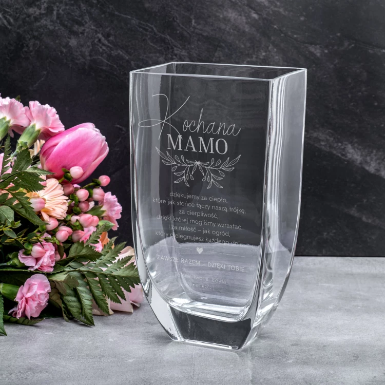 Vase mit Gravur - Flora - Geschenk für die Mutter - WAZ027