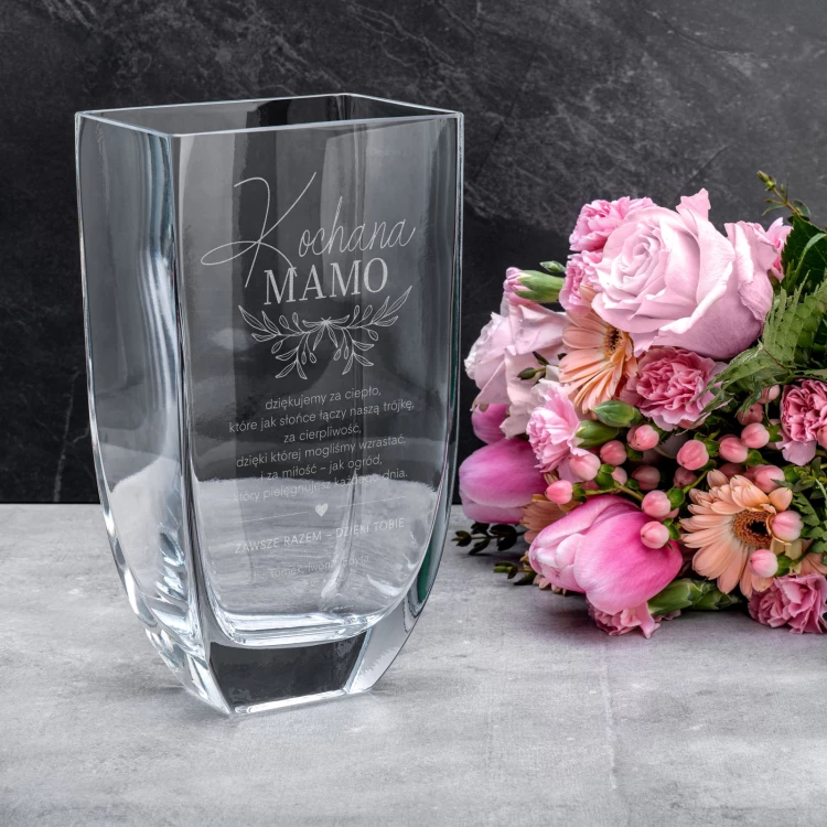 Vase mit Gravur - Flora - Geschenk für die Mutter - WAZ027