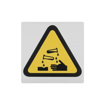 Hinweisschild für ätzende Stoffe - Aluminiumschild - 66x66mm - NANODRUK - TAN012