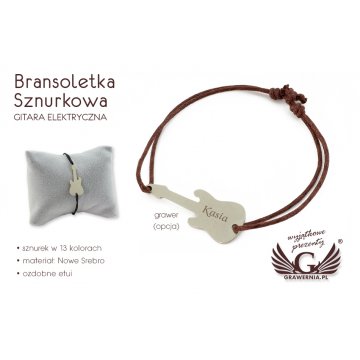 Seilarmband ELEKTRISCHE GITARRE - Neues Silber - BNS002