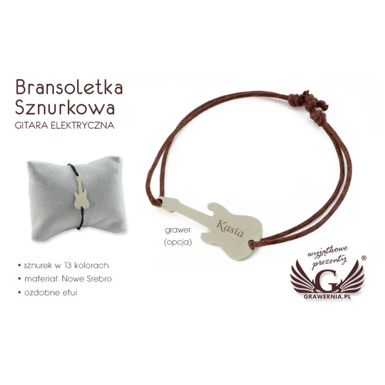 Seilarmband ELEKTRISCHE GITARRE - Neues Silber - BNS002