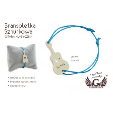 Armband aus Schnur KLASSISCHE GITARRE - Neues Silber - BNS007