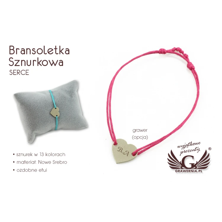 Kordelarmband HERZ - Neues Silber - BNS010