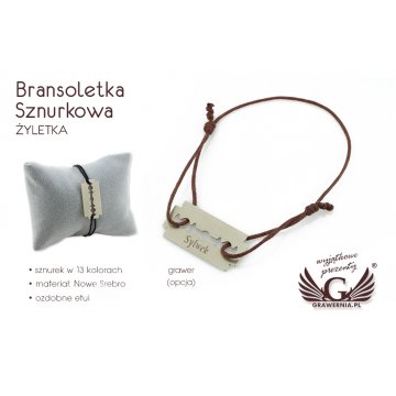 Schnurarmband RASIERKLINGE - Neues Silber - BNS001