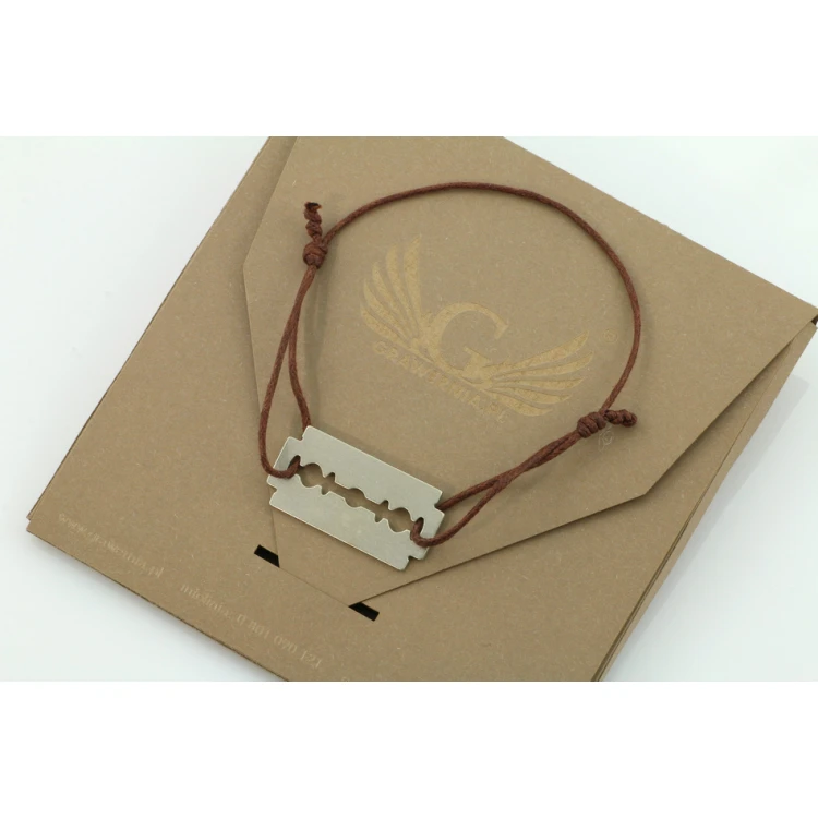 Schnurarmband RASIERKLINGE - Neues Silber - BNS001