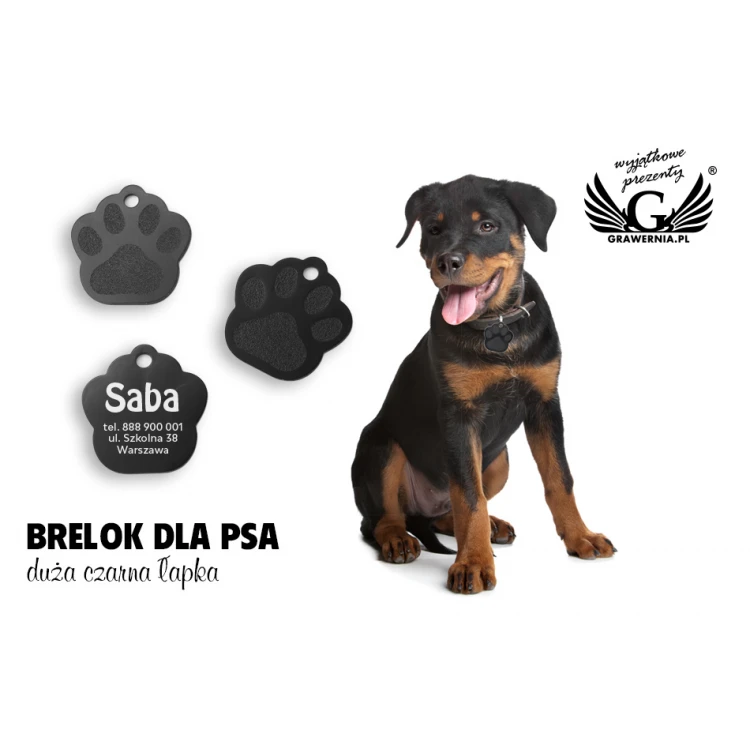 Anhänger für Hund und Katze - GROßE SCHWARZE PFOTE - BDZ005