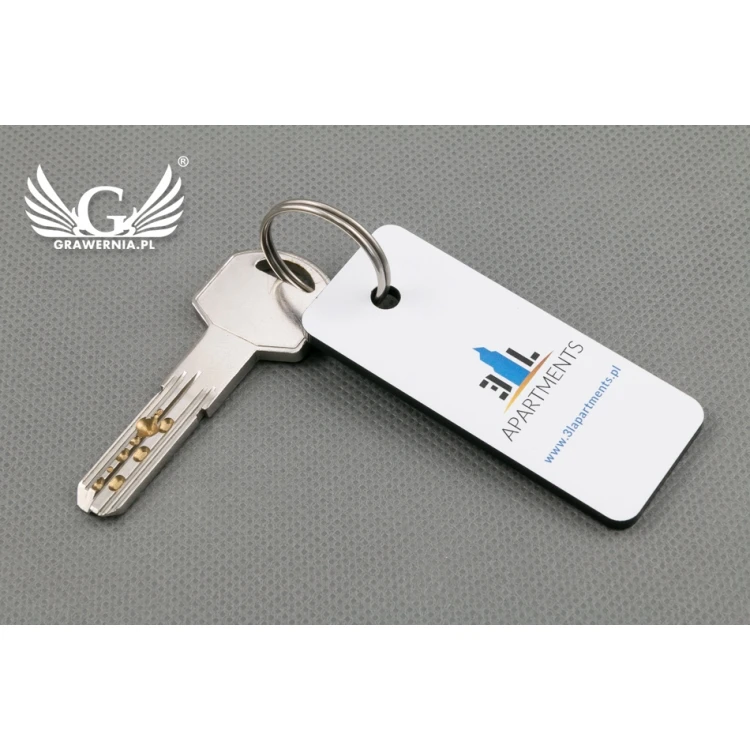 Schlüsselanhänger - TROGIR weiß mit UV-Druck und Ihrer individuellen Grafik