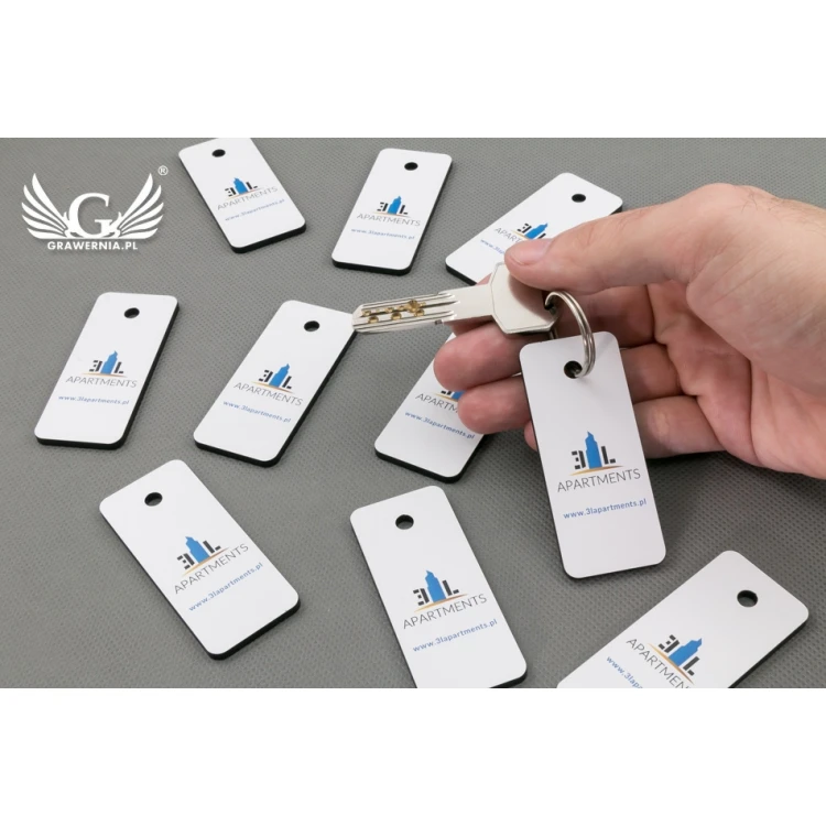 Schlüsselanhänger - TROGIR weiß mit UV-Druck und Ihrer individuellen Grafik