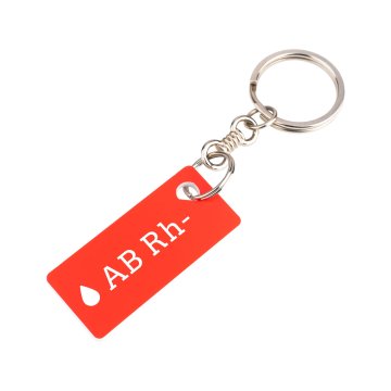Schlüsselanhänger mit Ihrer Blutgruppe - rotes Gravierlaminat - Abm. 19x44mm - BRL033