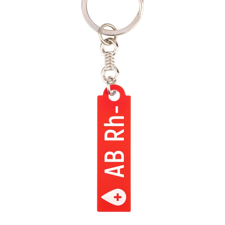 Schlüsselanhänger mit Ihrer Blutgruppe - rotes Gravierlaminat - Abm. 13x49mm - BRL034