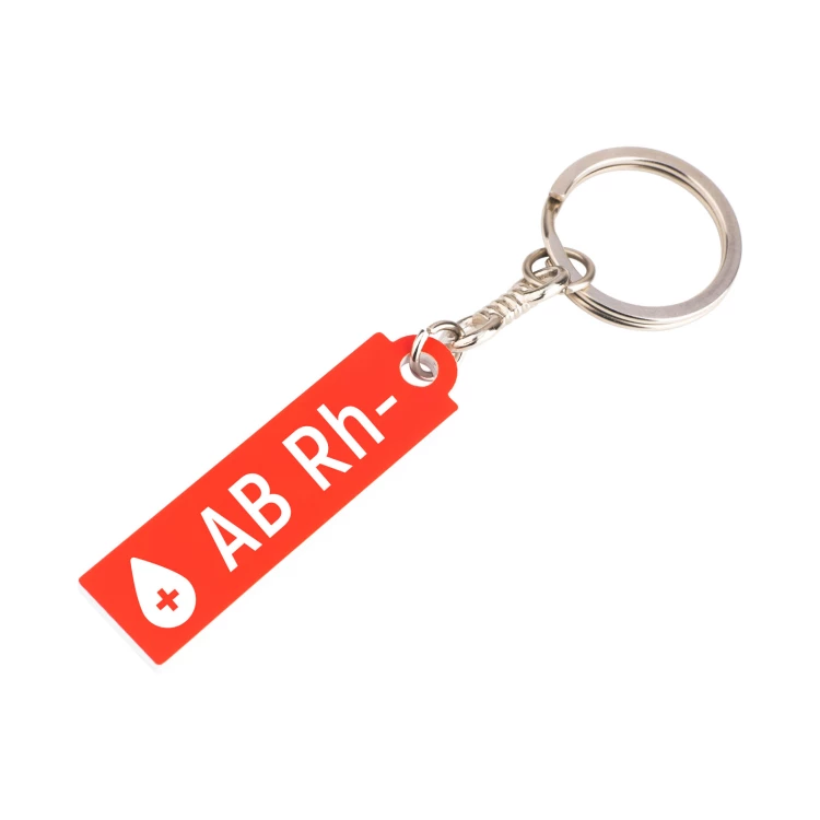 Schlüsselanhänger mit Ihrer Blutgruppe - rotes Gravierlaminat - Abm. 13x49mm - BRL034
