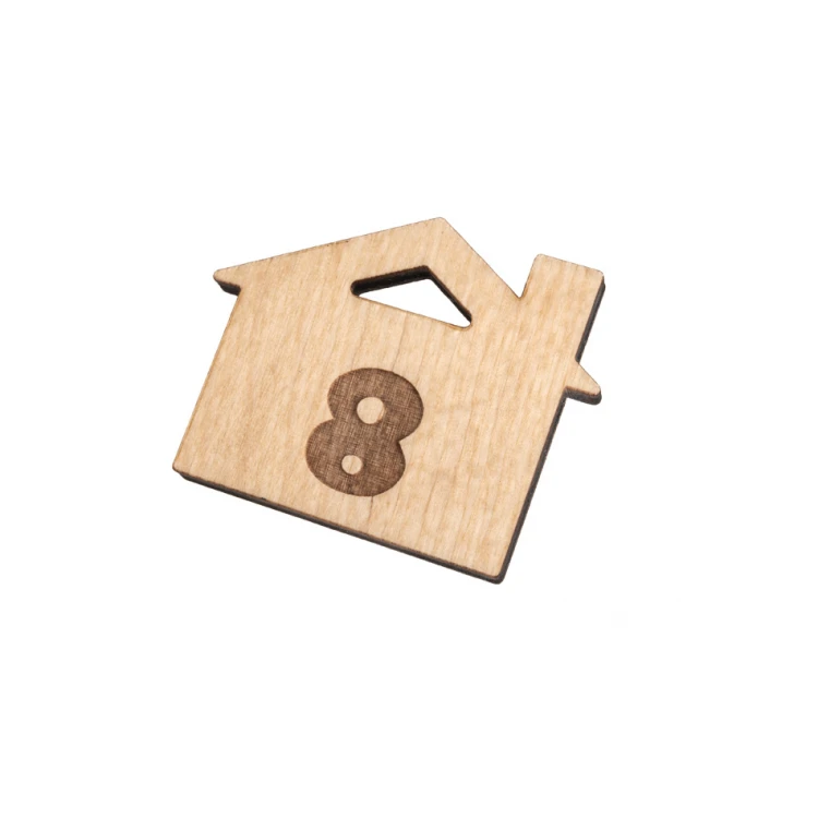 Holzanhänger Häuschen mit Schornstein 6 - Naturfarbe - Abm. 55x43mm - BD079