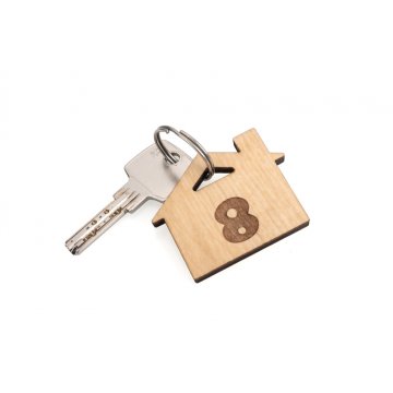 Holzanhänger Häuschen mit Schornstein 6 - Naturfarbe - Abm. 55x43mm - BD079