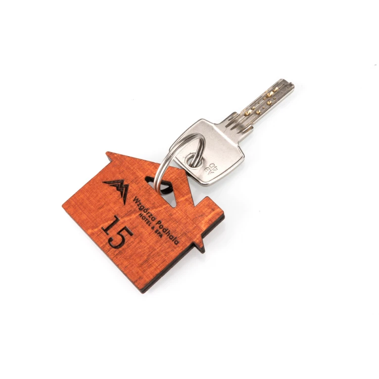 Holzanhänger Haus mit Schornstein 1 Farbe Orange Abm. 55x43mm - BD041