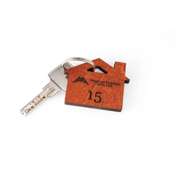 Holzanhänger Haus mit Schornstein 1 Farbe Orange Abm. 55x43mm - BD041