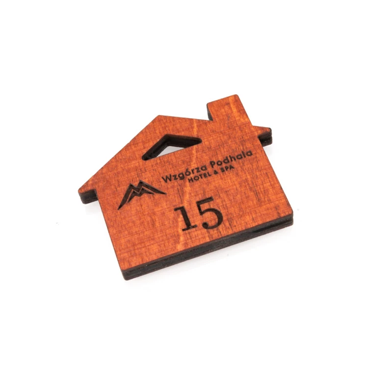Holzanhänger Haus mit Schornstein 1 Farbe Orange Abm. 55x43mm - BD041
