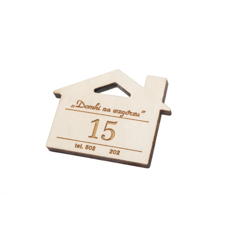 Holzanhänger Haus mit Schornstein 6 Farbe Weiß - Abm. 55x43mm - BD059