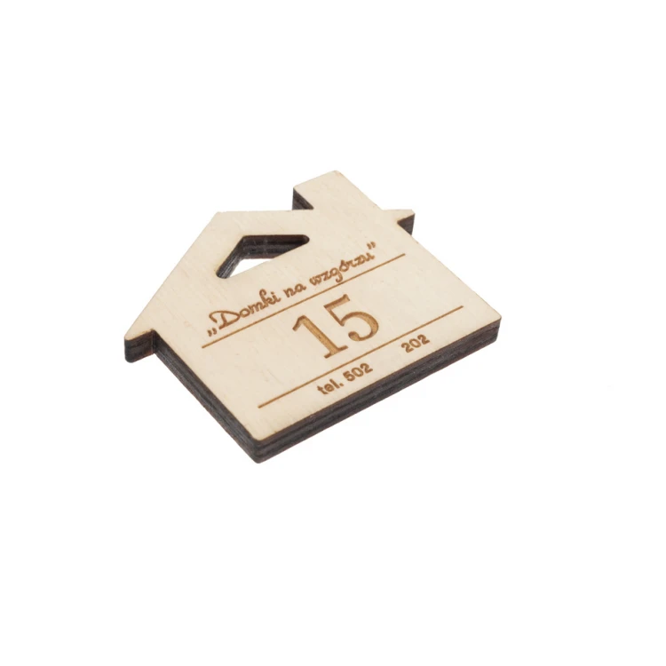 Holzanhänger Haus mit Schornstein 6 Farbe Weiß - Abm. 55x43mm - BD059