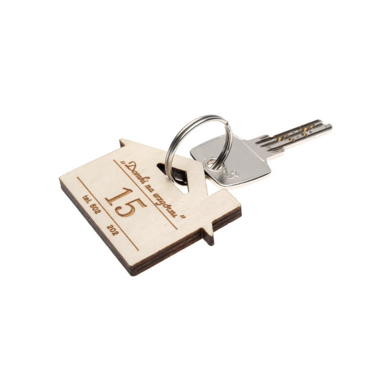 Holzanhänger Haus mit Schornstein 6 Farbe Weiß - Abm. 55x43mm - BD059