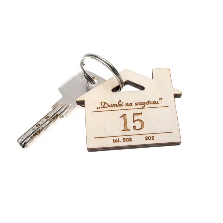 Holzanhänger Haus mit Schornstein 6 Farbe Weiß - Abm. 55x43mm - BD059