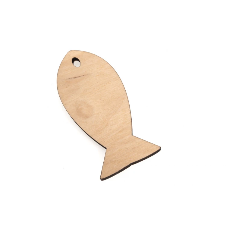 Holz Schlüsselanhänger Fish 2 - Naturfarbe - Abm. 110x48mm - BD078