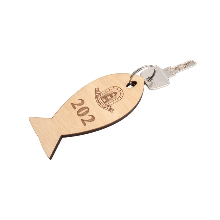 Holz Schlüsselanhänger Fish 2 - Naturfarbe - Abm. 110x48mm - BD078