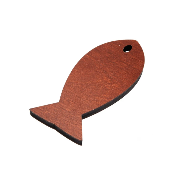 Holz Schlüsselanhänger Fish 4 - Farbe helle Walnuss - Größe 110x48mm - BD067