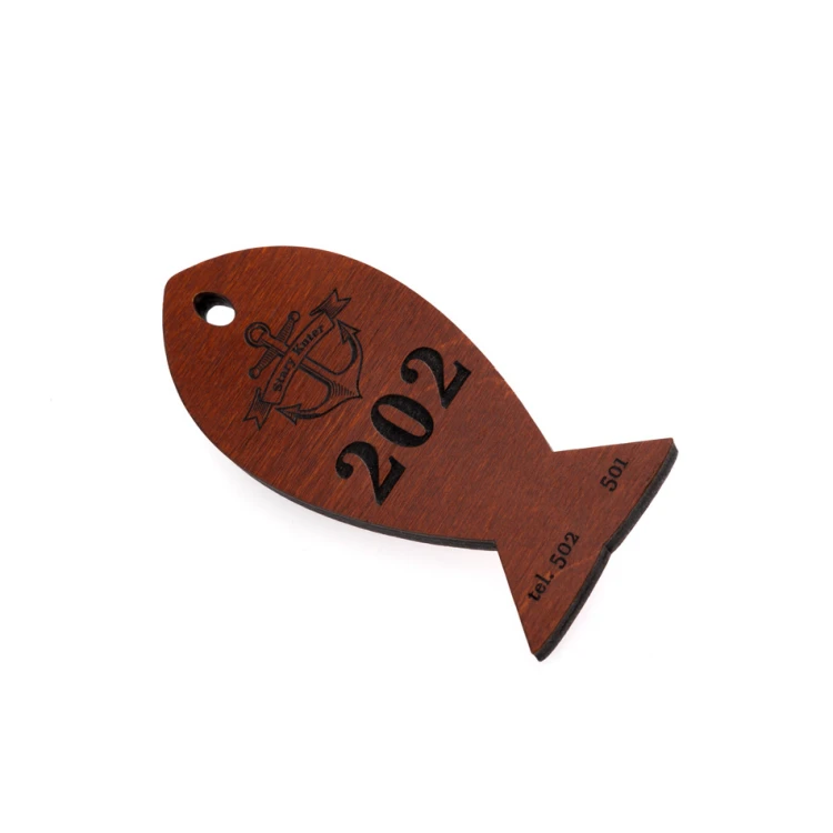 Holz Schlüsselanhänger Fish 4 - Farbe helle Walnuss - Größe 110x48mm - BD067