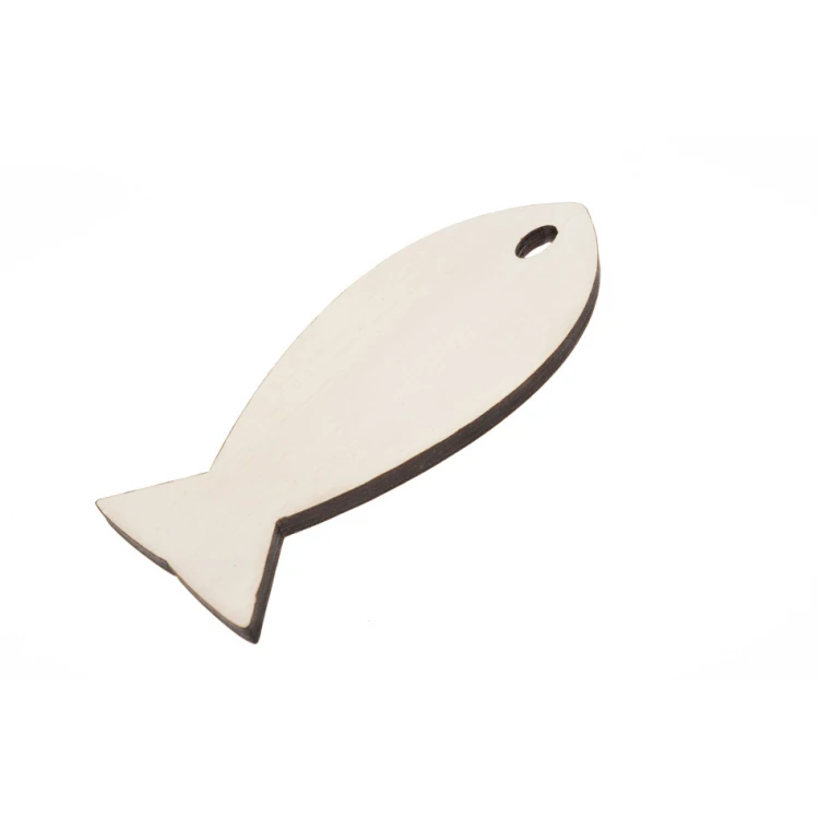 Holz Schlüsselanhänger Fish 6 - Farbe Weiß - Größe 110x48mm - BD056