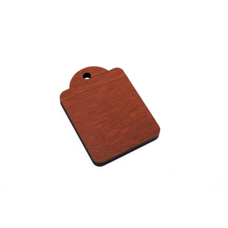 Holz Schlüsselanhänger Mini Retro 4 - Farbe heller Nussbaum - Abmessungen 65x45mm - BD076