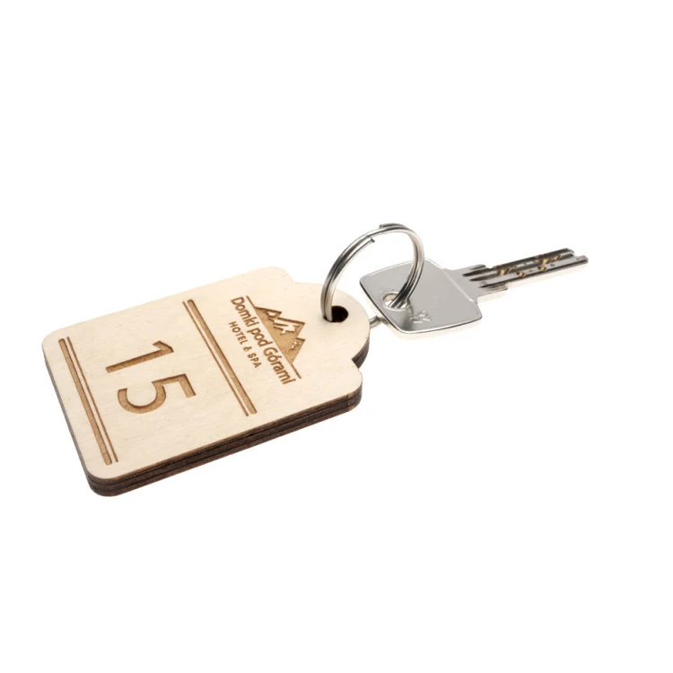 Holz Schlüsselanhänger Mini Retro 6 - Farbe Weiß - Größe 65x45mm - BD064