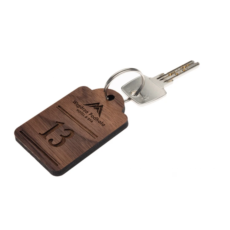 Holz Schlüsselanhänger Mini Retro 8 - Nussbaumholz - Maße 65x45mm - BD091