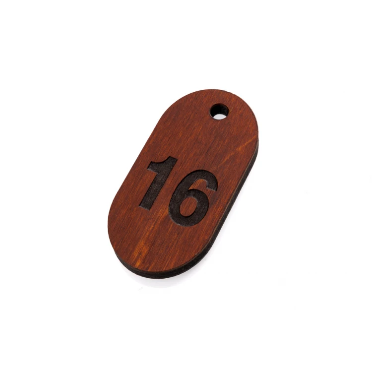 Holz Schlüsselanhänger Olbrel 4 - Farbe heller Nussbaum - Größe 30x60mm - BD071