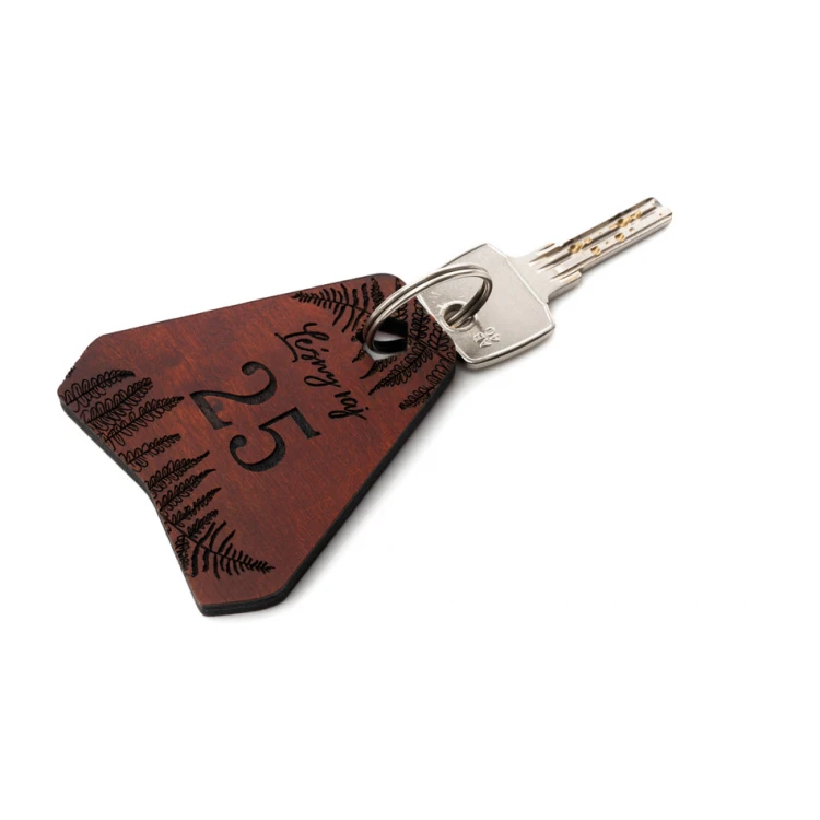Holz Schlüsselanhänger Ollobrel 4 - Farbe heller Nussbaum - Größe 69x65mm - BD072