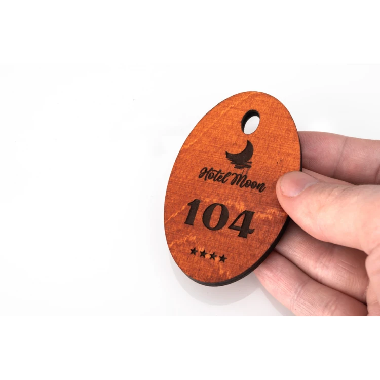 Holzanhänger Oval 1 - Farbe Orange Größe 80x50mm - BD038