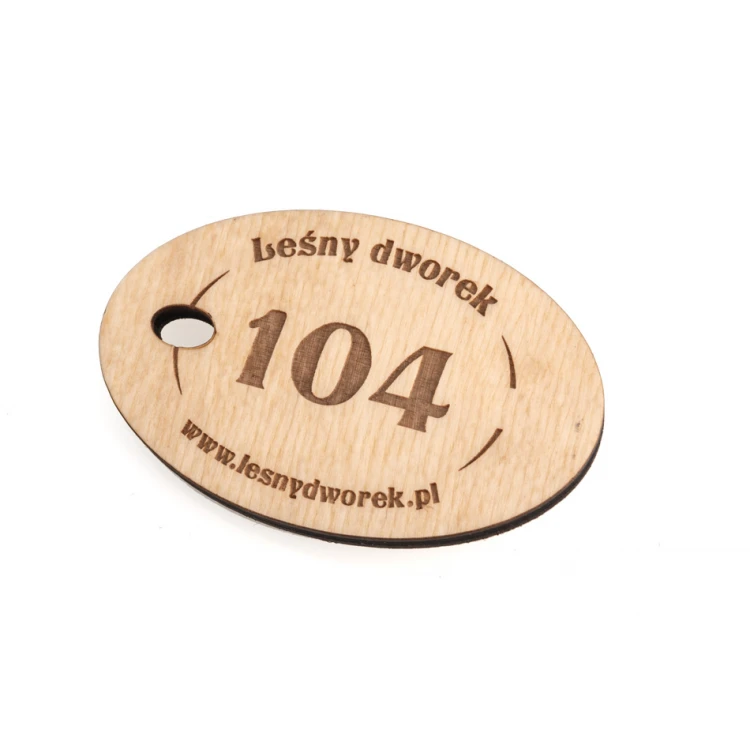 Holz Schlüsselanhänger Oval 2 - natürliche Farbe - Abmessungen 80x50mm - BD085