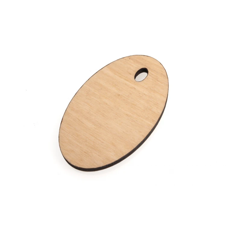 Holz Schlüsselanhänger Oval 2 - natürliche Farbe - Abmessungen 80x50mm - BD085