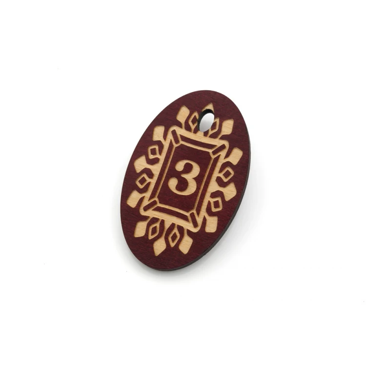 Holz Schlüsselanhänger Oval 3 - Farbe dunkle Kirsche Abmessungen 80x50mm - BD052