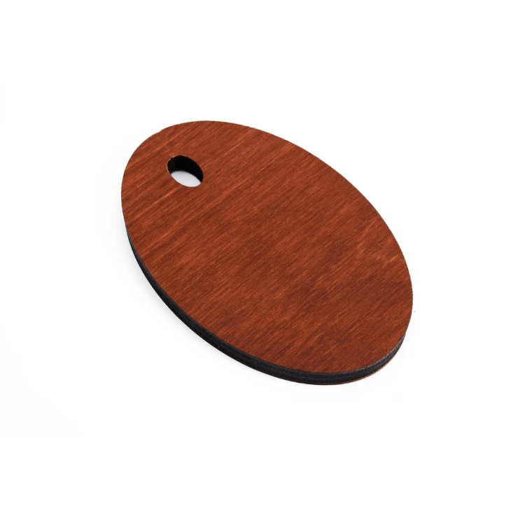 Holz Schlüsselanhänger Oval 4 - Farbe helle Walnuss Abmessungen 80x50mm - BD075