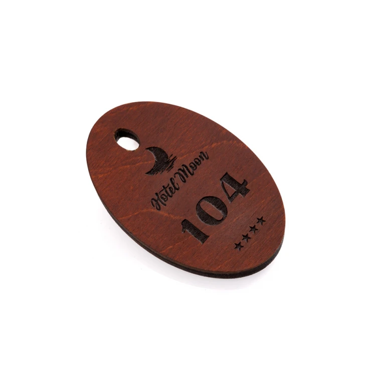 Holz Schlüsselanhänger Oval 4 - Farbe helle Walnuss Abmessungen 80x50mm - BD075