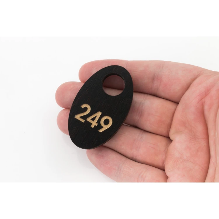 Holz Schlüsselanhänger Oval Mini 5 - Wenge Farbe Abm. 30x50mm - BD034
