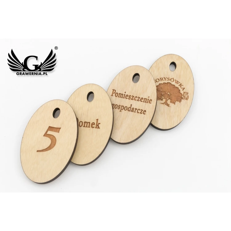Holz Schlüsselanhänger Oval 2 - natürliche Farbe - Abmessungen 80x50mm - BD085