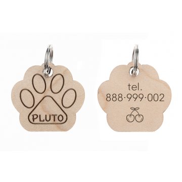 Adressanhänger - Premium Schlüsselanhänger für Hund und Katze mit Gravur - Massives Ahornholz - BDZ053