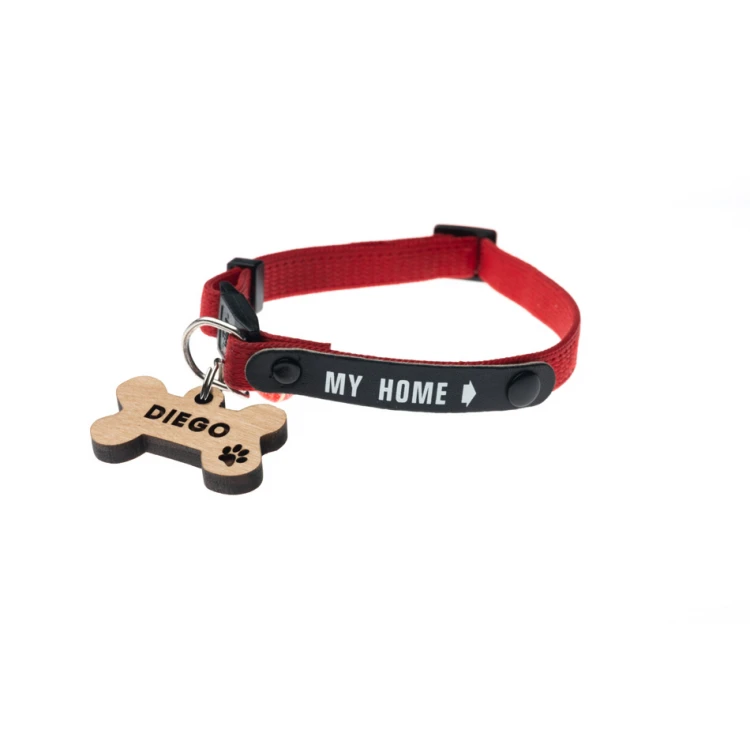 Adressanhänger - Premium Schlüsselanhänger für Hund und Katze mit Gravur - Massives Erlenholz - BDZ059