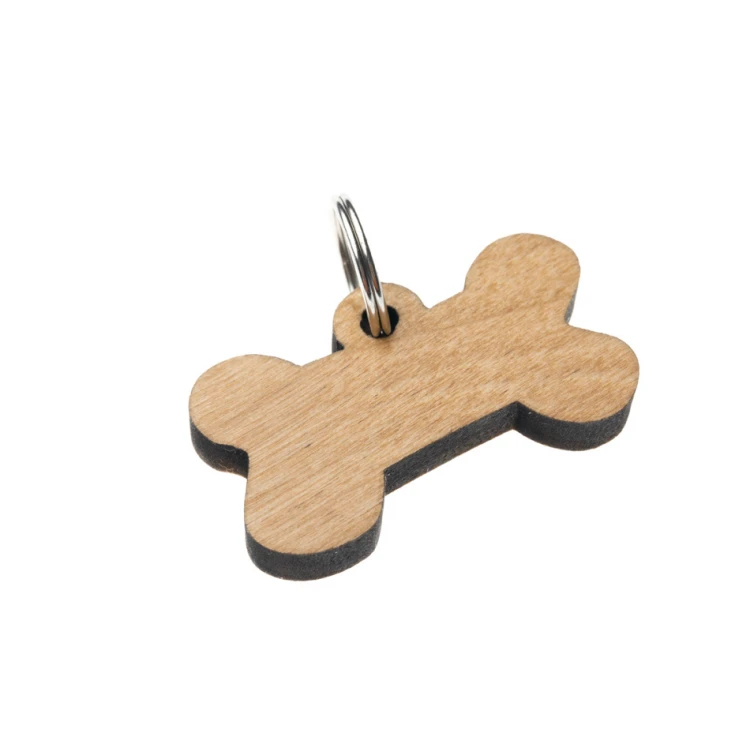 Adressanhänger - Premium Schlüsselanhänger für Hund und Katze mit Gravur - Massives Erlenholz - BDZ059