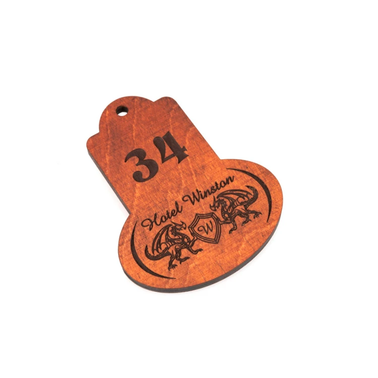 Holz Schlüsselanhänger - Retro 1 Farbe Orange Größe 95x75mm - BD045