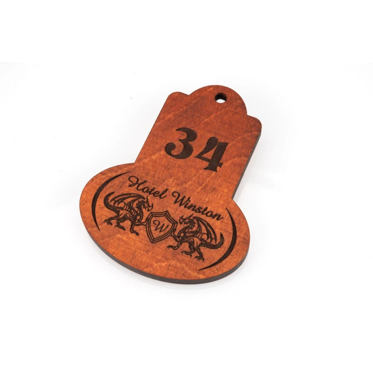 Holz Schlüsselanhänger - Retro 1 Farbe Orange Größe 95x75mm - BD045