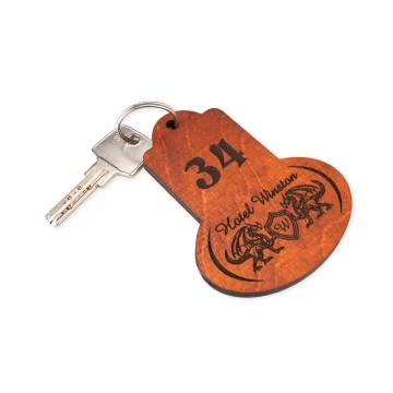 Holz Schlüsselanhänger - Retro 1 Farbe Orange Größe 95x75mm - BD045