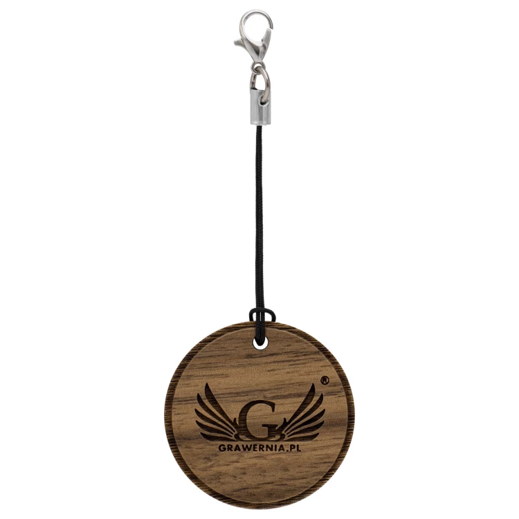 Holzschlüsselanhänger mit Gravur - Walnussholz massiv - Größe 34 mm - BRL040