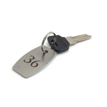 Hotel Schlüsselanhänger - ALFIE Edelstahl 2mm dick - Maße: 50x30mm - BM018